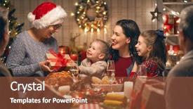  Presentation with merry christmas - Amazing PPT theme having grand father - merry christmas happy family are backdrop and a red colored foreground