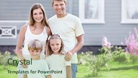  Presentation with happy hour is the best - Beautiful slides featuring happy family around the house backdrop and a  colored foreground