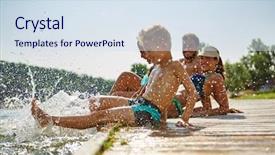  Presentation with fun - Amazing slides having happy family at a lake backdrop and a sky blue colored foreground