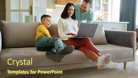  Presentation with working mother - Presentation theme enhanced with happy-family-at-home background and a tawny brown colored foreground