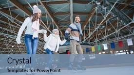  Presentation with rink - Presentation theme consisting of happy family at skating rink background and a teal colored foreground