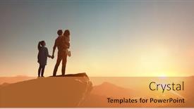  Presentation with family children - Beautiful slide set featuring happy-family-at-sunset-dad backdrop and a gold colored foreground