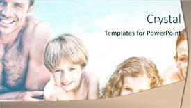  Presentation with swimming pool - Slides having happy family beside the swimming background and a cool aqua colored foreground