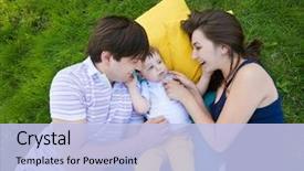  Presentation with garden - Presentation theme with kids back ground - happy family on a blanket background and a  colored foreground