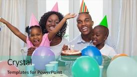  Presentation with happy 18 birthday - Beautiful presentation featuring happy family celebrating a birthday backdrop and a teal colored foreground