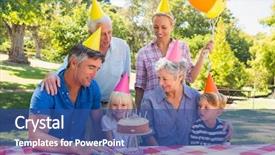  Presentation with happy 18th birthday - Cool new slide set with happy family celebrating a birthday backdrop and a  colored foreground