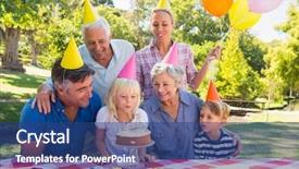  Presentation with happy birthday 70 - PPT theme enhanced with happy family celebrating a birthday background and a  colored foreground