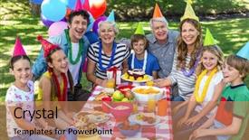  Presentation with happy birthday 70 - Presentation design featuring happy family celebrating a birthday background and a coral colored foreground
