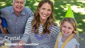  Presentation with happy birthday - PPT theme featuring happy family celebrating a birthday in the park background and a gray colored foreground