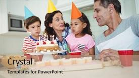  Presentation with happy birthday - Presentation featuring happy family celebrating a birthday background and a  colored foreground