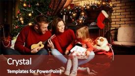  Presentation with family tree - Amazing PPT theme having happy family celebrating christmas backdrop and a tawny brown colored foreground