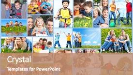  Presentation with people collage - Audience pleasing PPT layouts consisting of happy family collage background people backdrop and a coral colored foreground