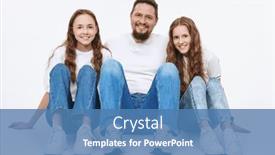  Presentation with portrait happy family smiling - Slide deck featuring happy-family-concept-full-length background and a teal colored foreground