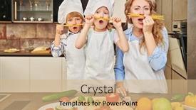  Presentation with family healthy eating - Slide deck enhanced with happy-family-concept-funny-children background and a coral colored foreground