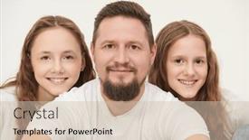  Presentation with portrait happy family smiling - Slides consisting of happy-family-concept-portrait background and a soft green colored foreground