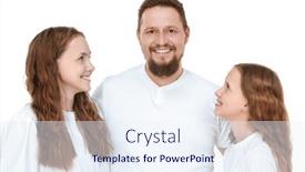  Presentation with portrait happy family smiling - PPT theme having happy-family-concept-portrait background and a sky blue colored foreground