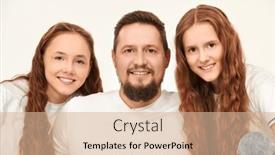  Presentation with portrait happy family smiling - Slide deck with happy-family-concept-portrait background and a coral colored foreground