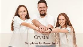  Presentation with portrait happy family smiling - Theme featuring happy-family-concept-portrait background and a lemonade colored foreground