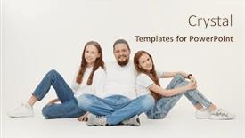  Presentation with portrait happy family smiling - Presentation theme consisting of happy-family-concept-portrait background and a sky blue colored foreground