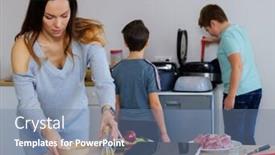  Presentation with cooking - Colorful theme enhanced with happy-family-cooking-togehter backdrop and a seafoam green colored foreground