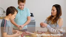  Presentation with cooking - Amazing presentation having happy-family-cooking-togehter backdrop and a coral colored foreground