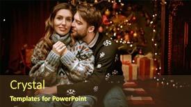  Presentation with celebrate - Colorful presentation enhanced with happy-family-couple-celebrate-christmas backdrop and a tawny brown colored foreground