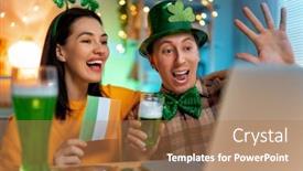  Presentation with family day - Slides having happy-family-couple-celebrating-st background and a coral colored foreground