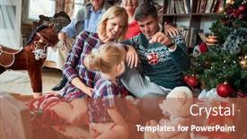  Presentation with family tree - Cool new PPT theme with happy-family-decorates-a-christmas backdrop and a red colored foreground