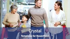  Presentation with family talking - Presentation theme consisting of youth talking elder - portrait of happy family background and a ocean colored foreground