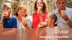  Presentation with family shopping - Beautiful slides featuring happy family eating ice cream backdrop and a coral colored foreground