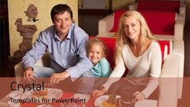  Presentation with restaurant family - Colorful slide deck enhanced with happy family eating in restaurant backdrop and a red colored foreground