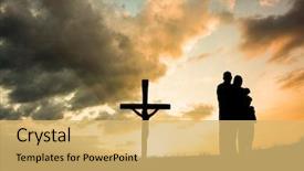  Presentation with sky holy - Theme featuring happy family embracing each other background and a yellow colored foreground