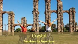  Presentation with aqueduct - PPT theme with happy-family-enjoy-aqueduct background and a tawny brown colored foreground