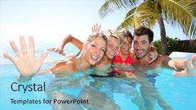  Presentation with time - Colorful presentation design enhanced with happy family enjoying bath time backdrop and a light blue colored foreground