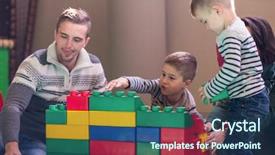  Presentation with free family - Amazing slide set having happy family enjoying free time backdrop and a ocean colored foreground