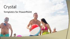  Presentation with family day - Slides featuring happy family enjoying on beach background and a white colored foreground