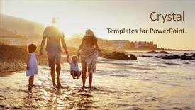  Presentation with summer - Cool new presentation theme with happy family enjoying sunset backdrop and a lemonade colored foreground