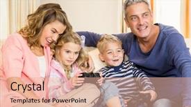  Presentation with video - Cool new PPT layouts with happy family enjoying video games backdrop and a lemonade colored foreground