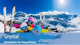  Presentation with winter family - Amazing theme having happy family enjoying winter vacations backdrop and a teal colored foreground