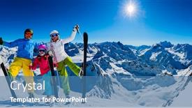  Presentation with winter family - Audience pleasing PPT layouts consisting of happy-family-enjoying-winter-vacations backdrop and a teal colored foreground
