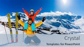  Presentation with winter family - Theme having happy-family-enjoying-winter-vacations background and a light blue colored foreground