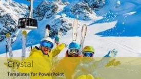  Presentation with winter family - Presentation theme enhanced with happy-family-enjoying-winter-vacations background and a gold colored foreground