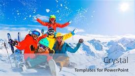  Presentation with winter family - Amazing PPT layouts having happy-family-enjoying-winter-vacations backdrop and a light blue colored foreground