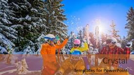  Presentation with winter family - Theme consisting of happy-family-enjoying-winter-vacations background and a red colored foreground