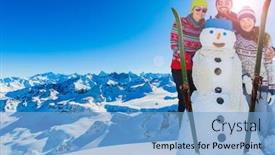  Presentation with winter family - Audience pleasing presentation theme consisting of happy-family-enjoying-winter backdrop and a light blue colored foreground