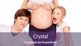  Presentation with happy baby - PPT theme enhanced with happy family expecting one more background and a violet colored foreground