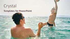  Presentation with father - Presentation theme having happy-family-father-and-son background and a sky blue colored foreground