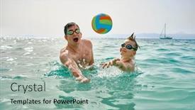  Presentation with father - Presentation design having happy-family-father-and-son background and a  colored foreground