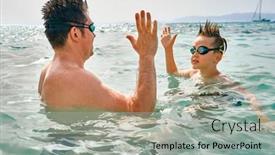  Presentation with togetherness - Slide set with happy-family-father-and-son background and a light gray colored foreground