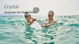  Presentation with swim - Slide set having happy-family-father-and-son background and a  colored foreground